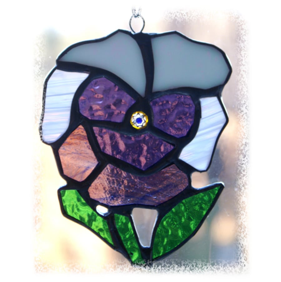 Pansy Suncatcher Stained Glass Flower Folksy