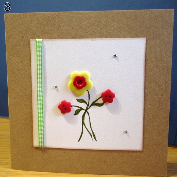 Button Flowers Handmade Card