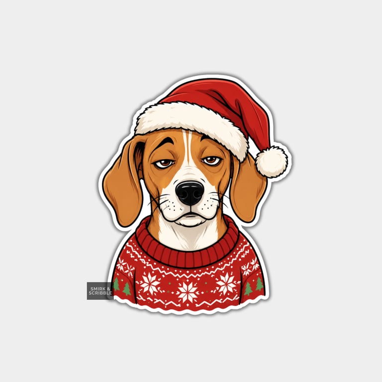 Funny Christmas Sticker Vinyl Xmas Decal For Adults - Unimpressed Dog