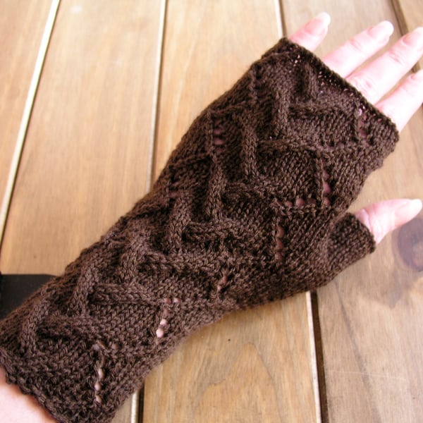 Brown fingerless gloves wrist warmers
