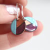 Copper, turquoise and deep purple Enamel Earrings Seconds Sunday Sale