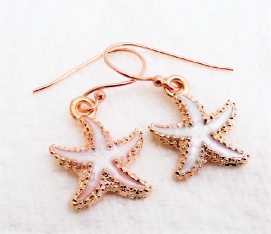 Summer Days Cream Enamel Starfish Earrings