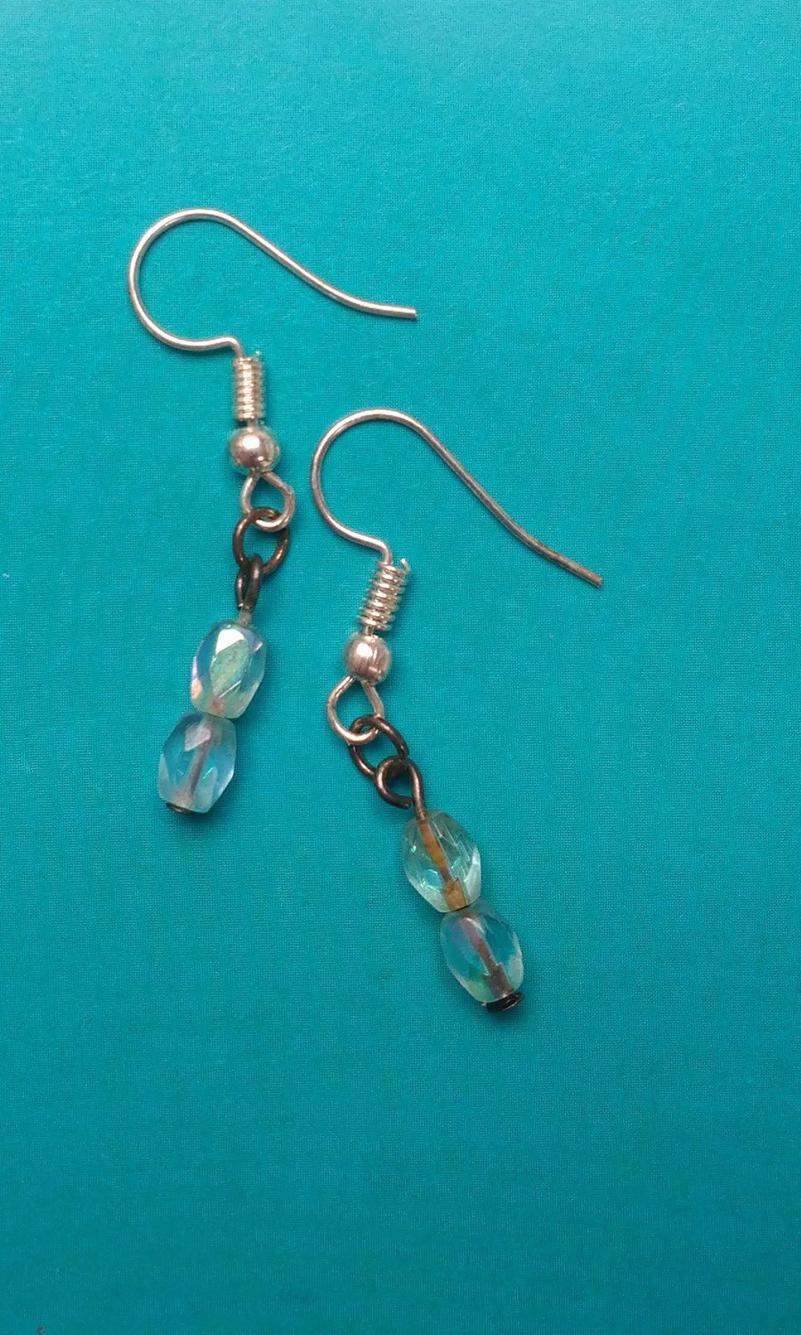 Twinkly Pale Blue Glass Bead Earrings