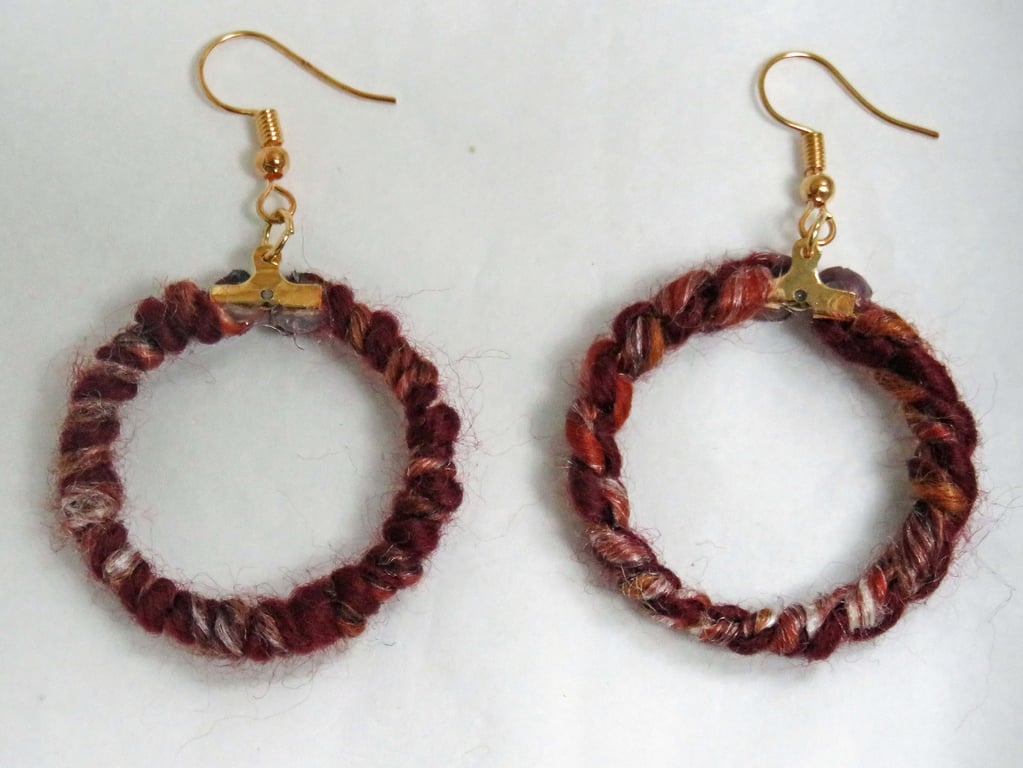 Burgundy Circle Dangle Earrings