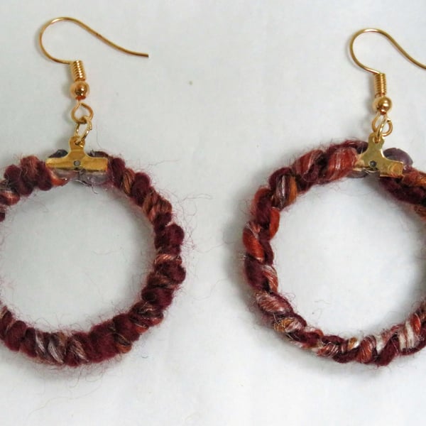 Burgundy Circle Dangle Earrings