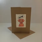 Woof Sausage Dog Greetings Card
