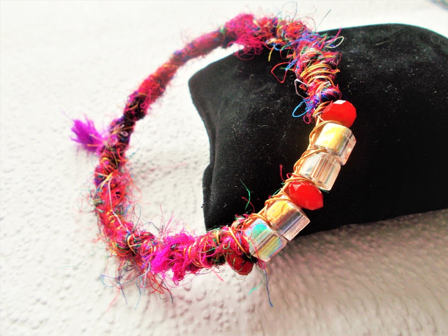 Fluffy Wool BoHo Bangle FREE UK Post