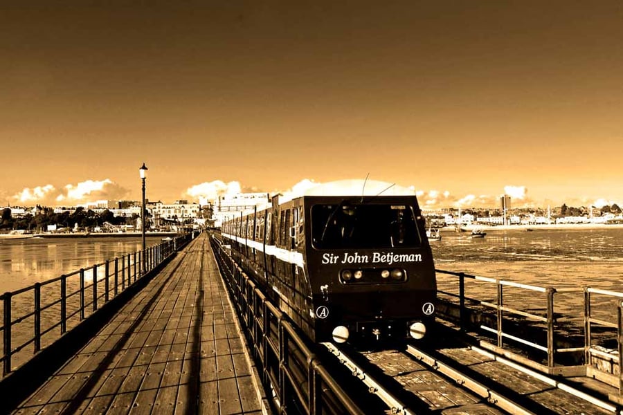 Southend on Sea Pier And Railway Train Essex UK 18"x12" Print