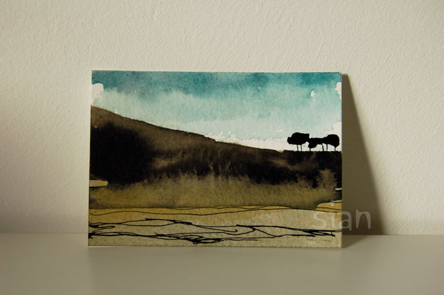 Landscape with trees - Original ACEO