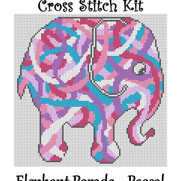 Elephant Parade Cross Stitch Kit Pascal Size Approx 7" x 7"  14 Count Aida
