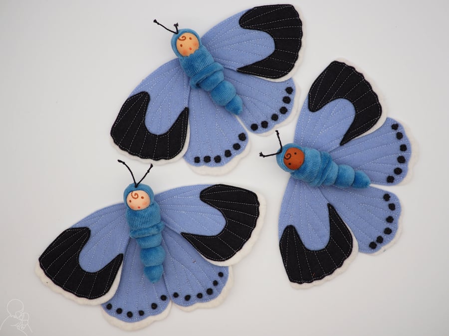 British butterfly - waldorf doll - holly blue 