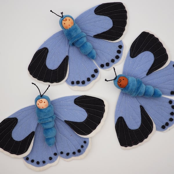 British butterfly - waldorf doll - holly blue 