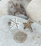 Leaf ear studs in fine silver - Image 1