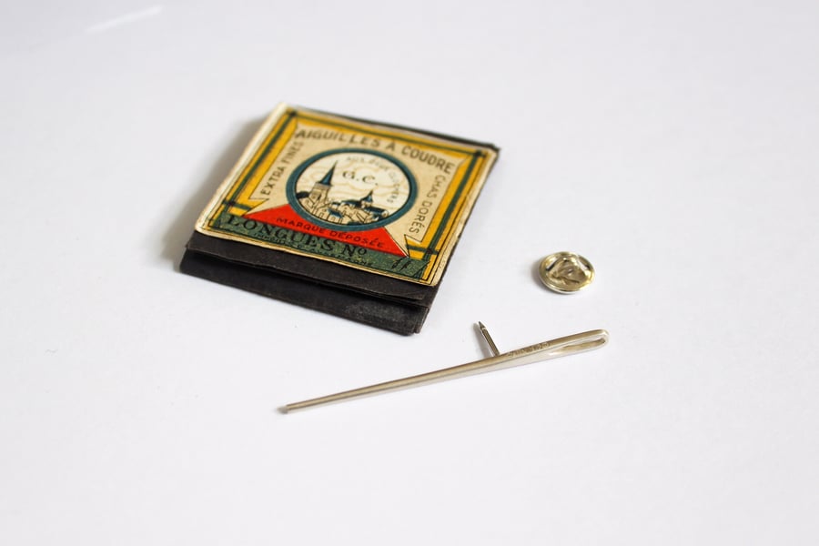 Needle brooch, silver brooch pin, sewing brooch