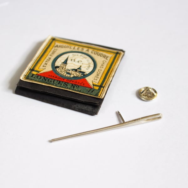 Needle brooch, silver brooch pin, sewing brooch