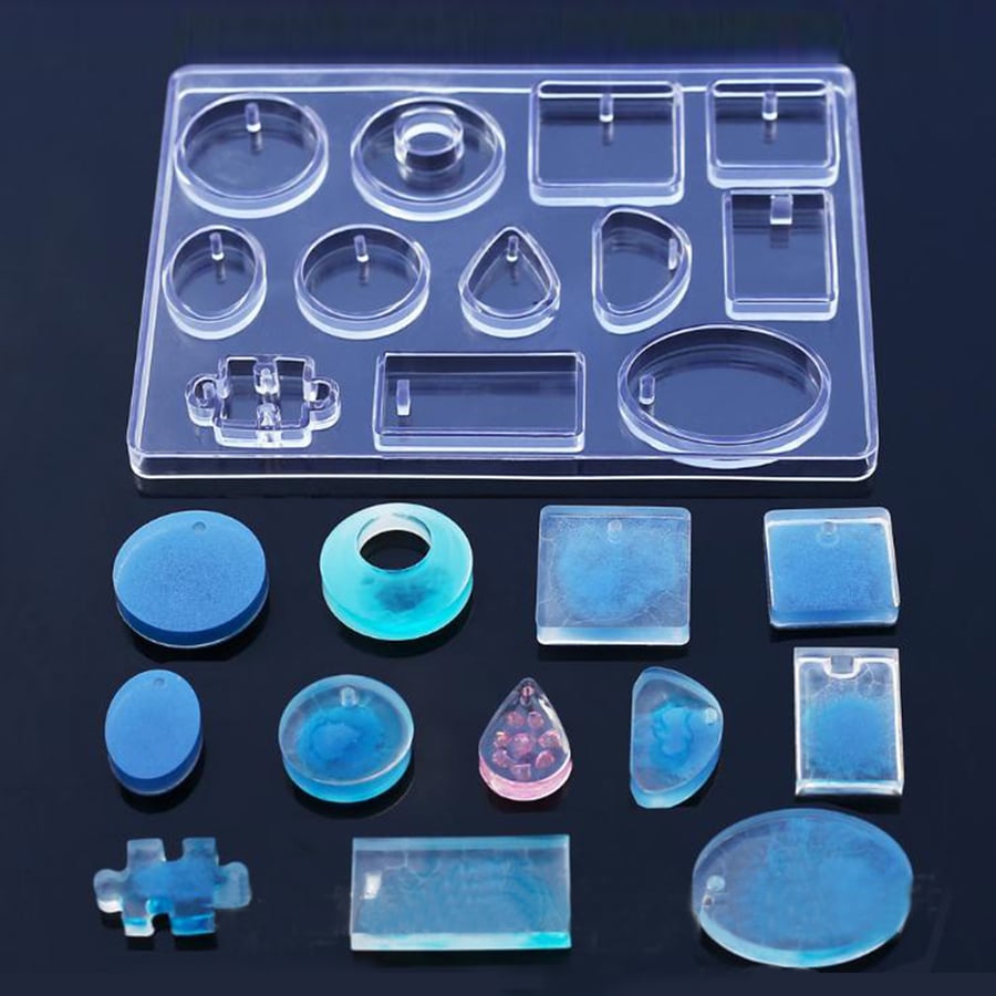 Silicone Resin Mould For Jewellery Making 12 Mixed Shapes