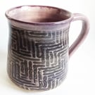 Large Patterned Purple Mug - Hand Thrown Stoneware Ceramic Mug