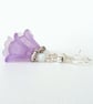 Purple and white flower earrings - Image 1