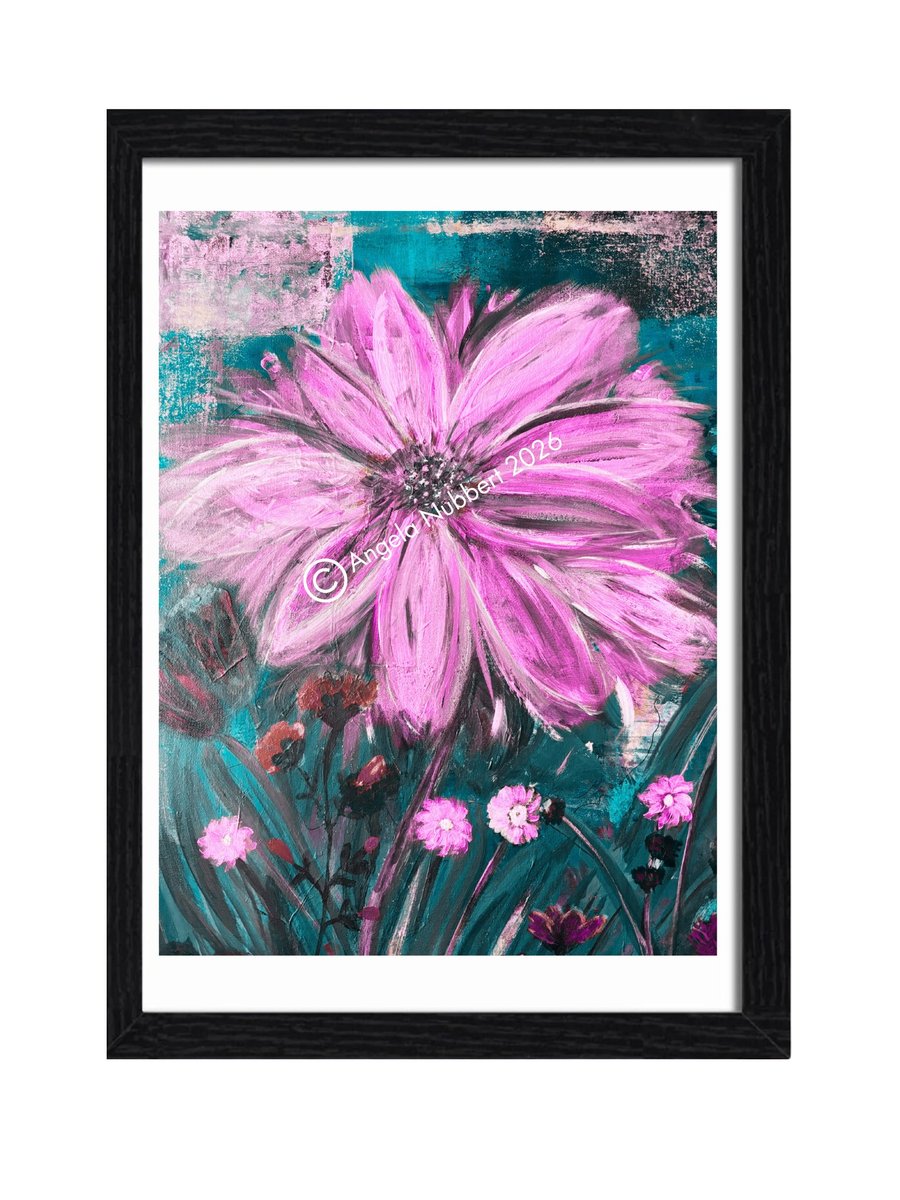 Fuchsia Pink and Teal Print from Original Art - Limited Edition