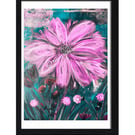 Fuchsia Pink and Teal Print from Original Art - Limited Edition