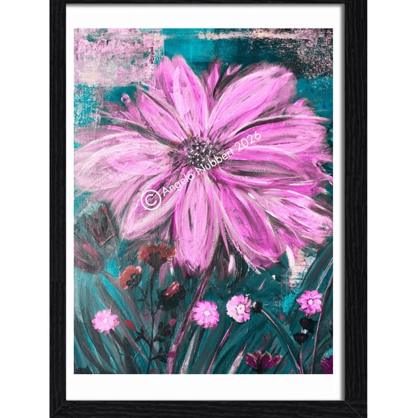 Fuchsia Pink and Teal Print from Original Art - Limited Edition