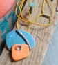Rock pool segments pendant, anodized aluminium, silver and beach plastic. - Image 1