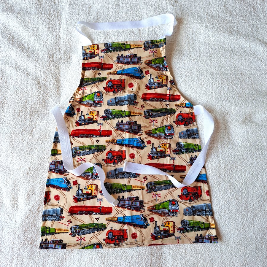 Train, Apron, age 6-10 years, hand made