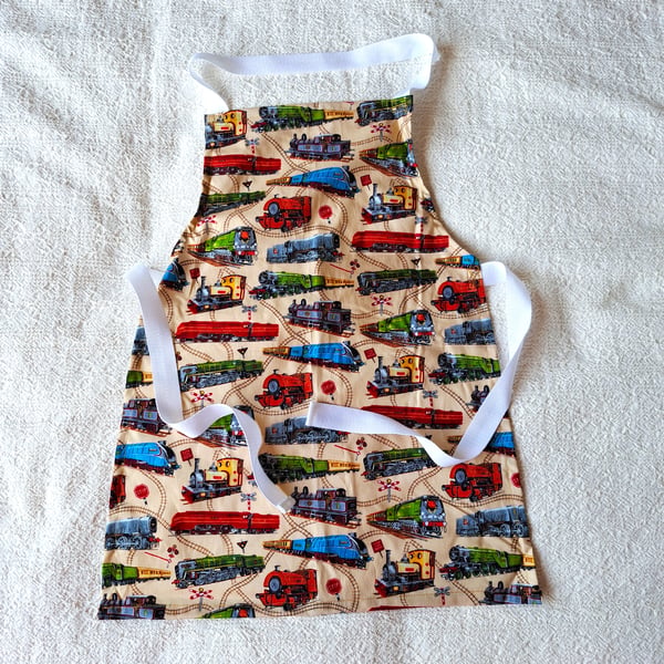Train, Apron, age 6-10 years, hand made - Folksy