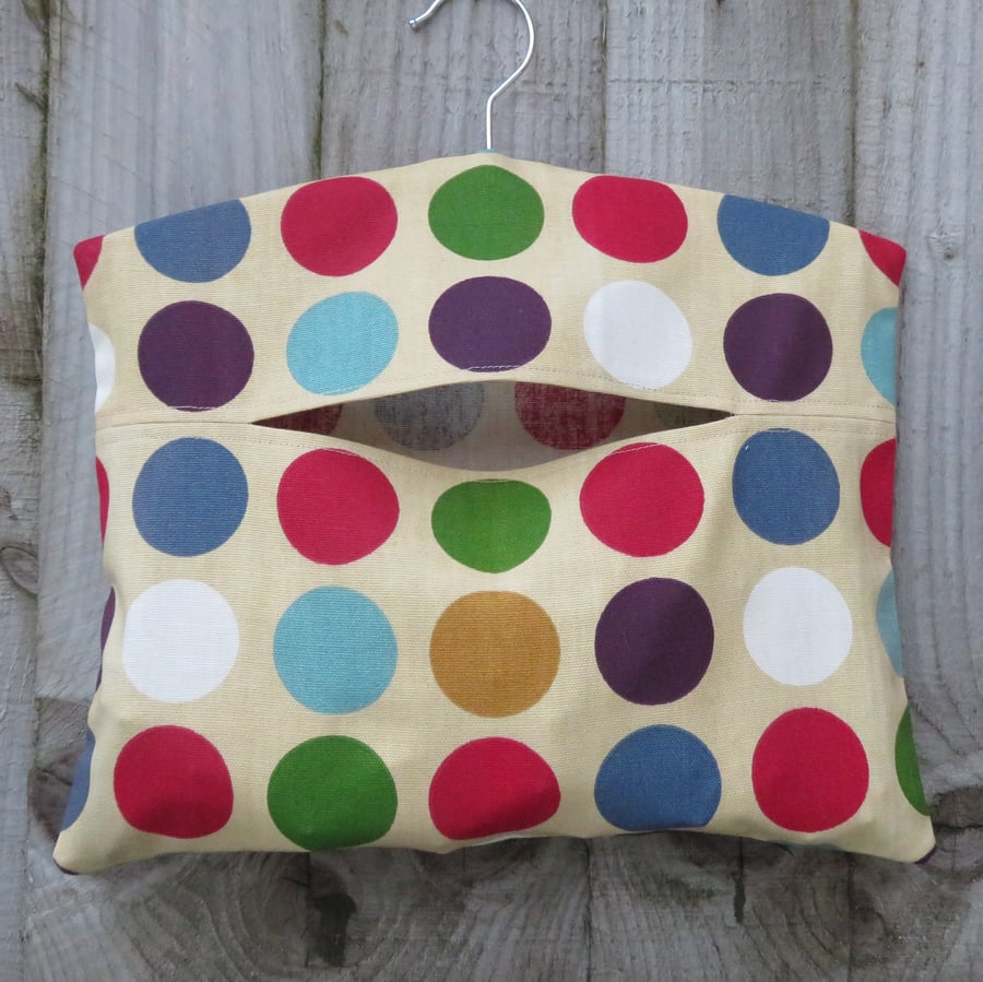 Multicoloured Spotted Cotton Clothes Peg Bag