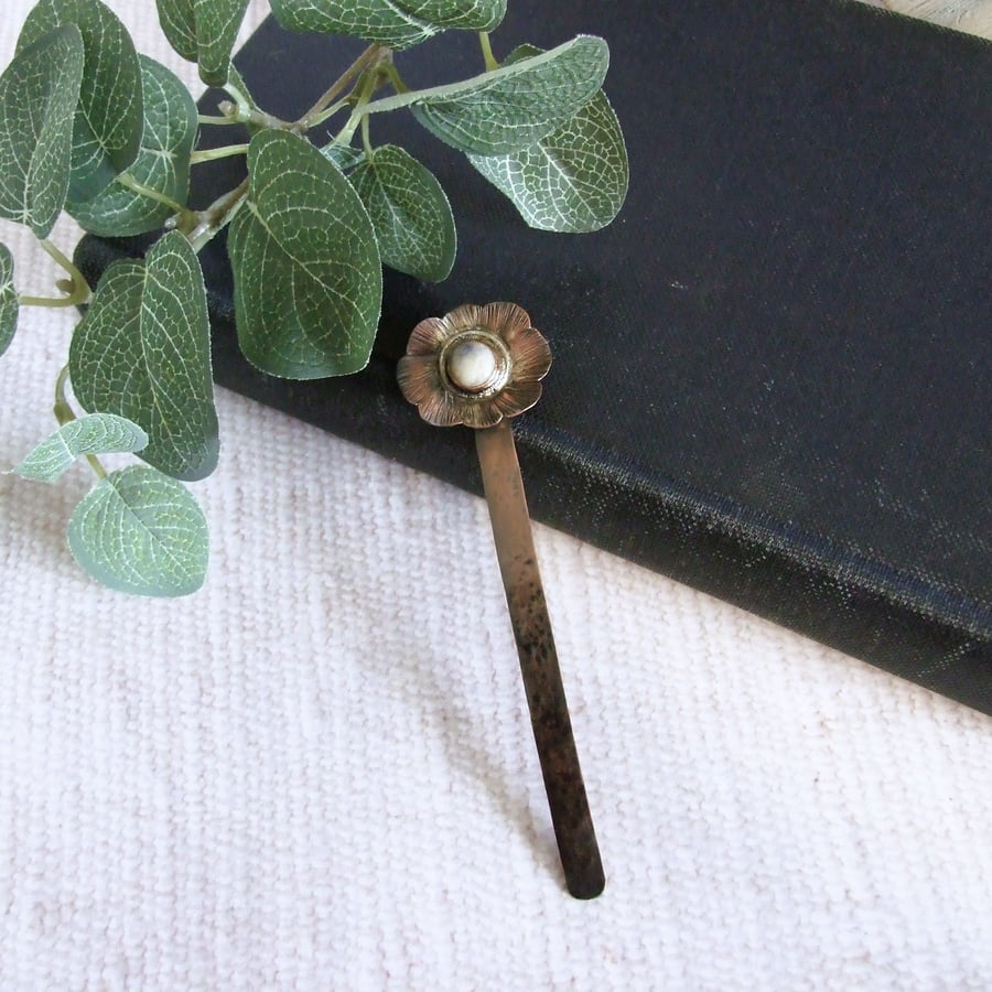 Bookmark, Copper Flower with Silver and Sodalite Bookmark