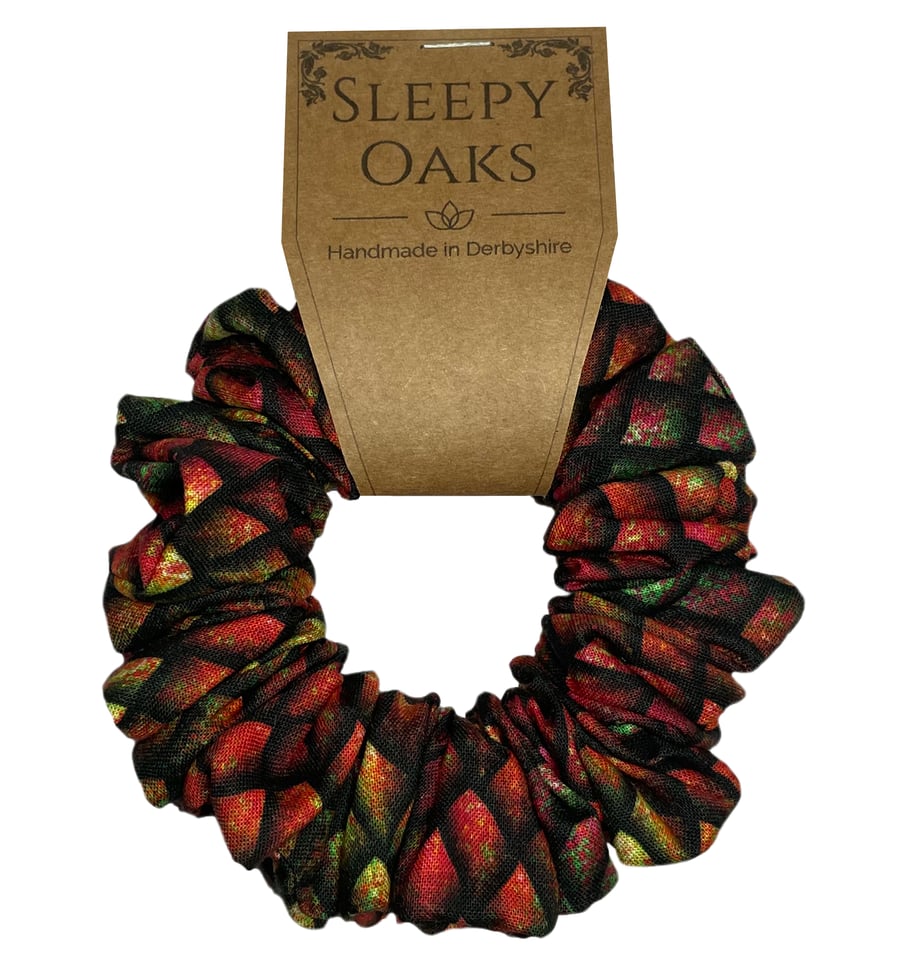 Dragon scales fabric Hair Scrunchie - 'Kai' - Skinny small scrunchie