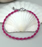 Magenta macrame bracelet for women. Adjustable 7" to 8" handmade bracelet.     