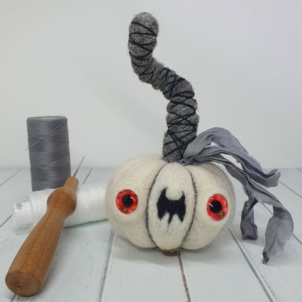 White Needlefelt Pumpkin