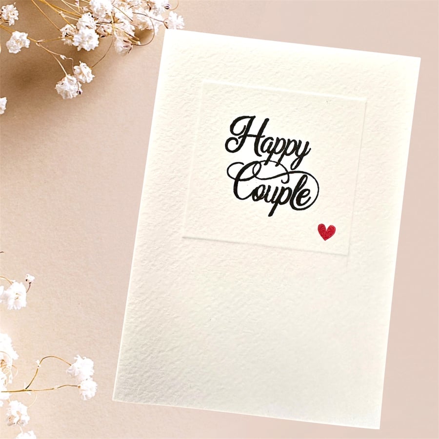 Handmade Wedding Card for the happy couple on embossed card 