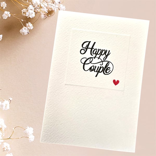 Handmade Wedding Card for the happy couple on embossed card 