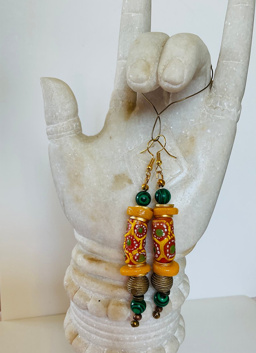 Colourful ethnic style dangle earrings 