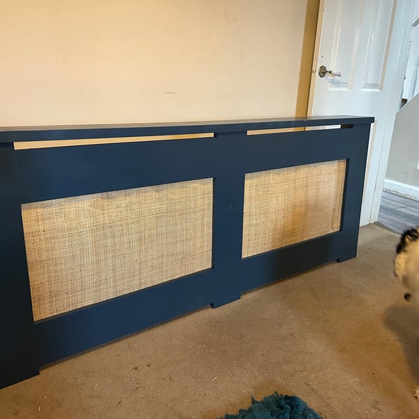 Painted Radiator with rattan panelling Small