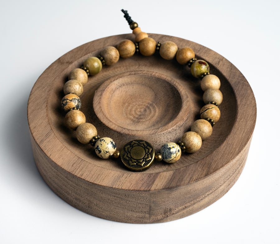 Phoebe Wood And Matrix Turquoise Mala Bracelet