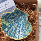 Scallop Shell Trinket Dish, Ring Holder, Vintage William Morris Seaweed Design 