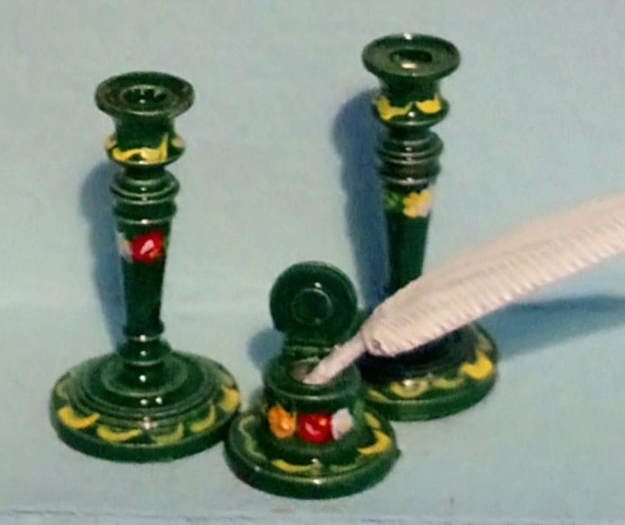 12th Scale Inkpot and Candlestick set