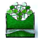 Business Card Holder Handmade Stained Glass Green 011