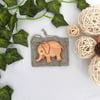 Elephant Keyring, Wood Elephant Keychain with Gift Bag