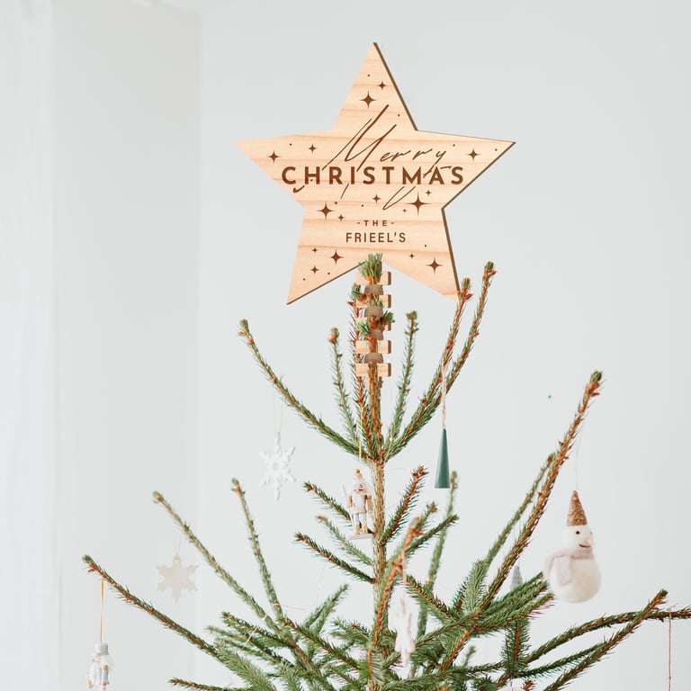 Personalised Tree Topper Star - Josefin: Custom Family  Christmas Tree Decor