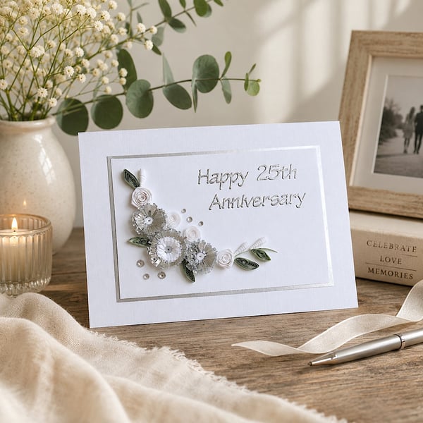 25th silver wedding anniversary card