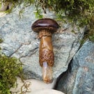 Woodland inspired brown Polymer Clay Mushroom sculpted crystal necklace