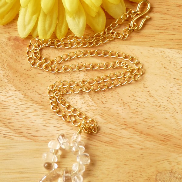 Champagne & Lemon Quartz Pendant Necklace - Genuine Gemstone