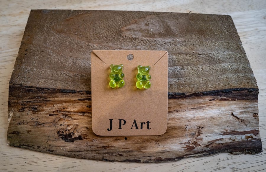 Lime Green Gummi Bear Earrings