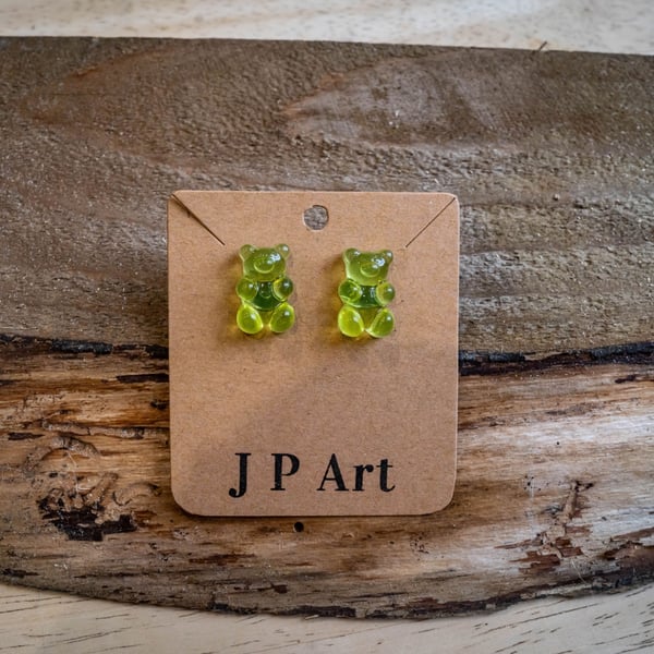 Lime Green Gummi Bear Earrings