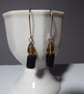 Sterling Silver Earrings with Black Onyx Candle & Faceted Honey Quartz Flame