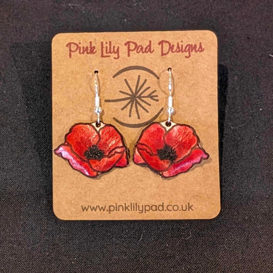 Poppy -  British Wild Flowers Earrings